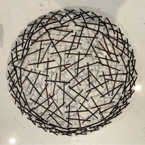 Decorative Black Metal Bowl 16” round & 3” deep. Great condition. Unique piece.